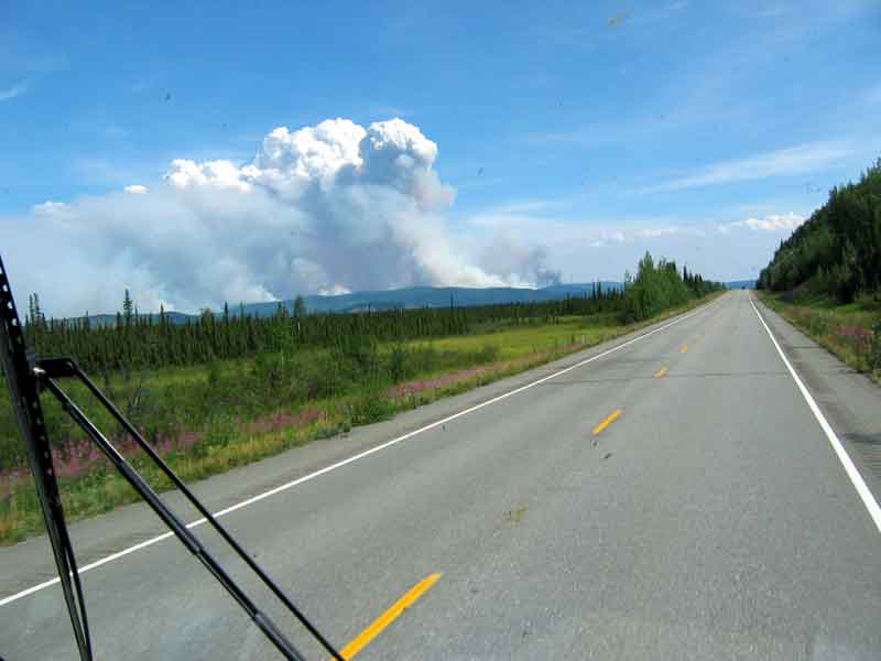 Forest fire 40 miles west of Tok