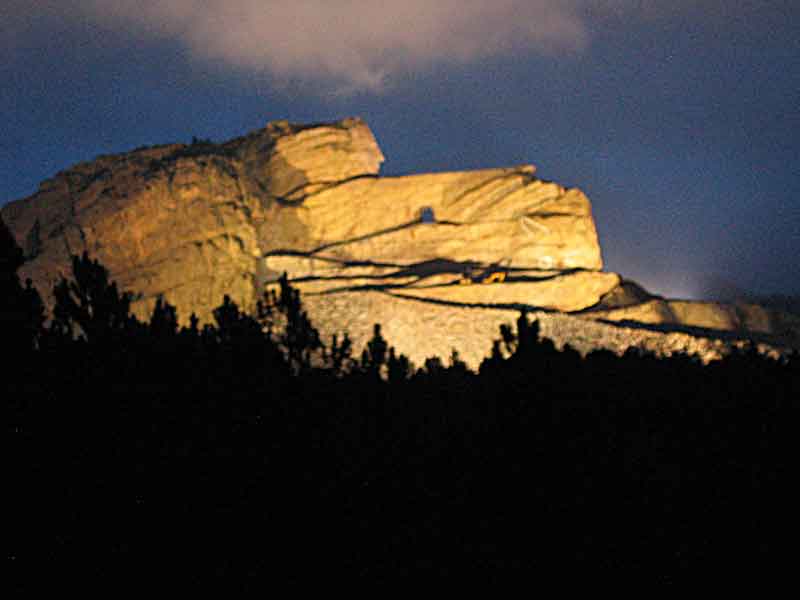 Crazy Horse mountain during the nightly light show